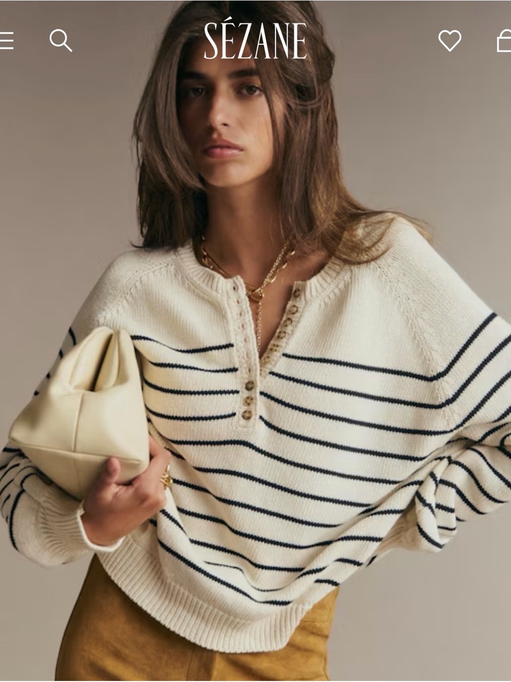 Sézane Cream & Navy Striped Sweater